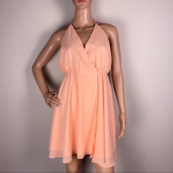 NEW HAUTE HIPPIE PINK WRAP-EFFECT MINI DRESS - Picture 2 of 7